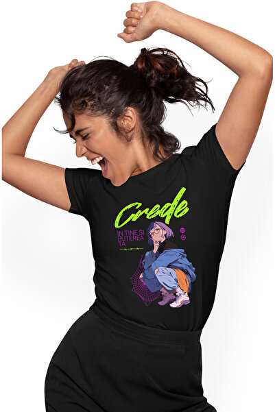 StoryGift Romania Tricou Femei Fata Stil Anime Mesaj Motivational Crede In Ti...