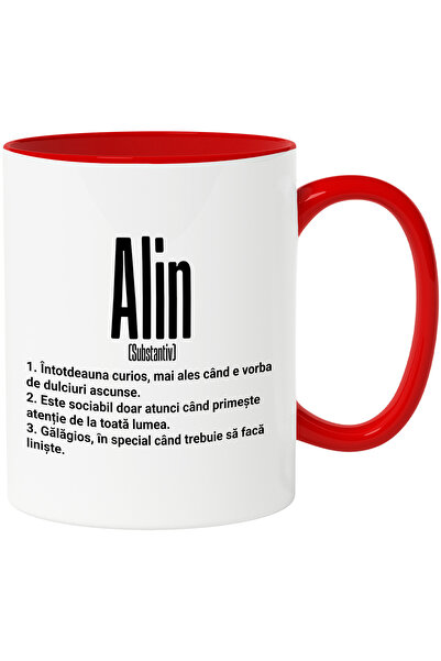 StoryGift Romania Cana Cu Numele Alin, Cu Mesaj Amuzant, Curios, Sociabil, Ga...