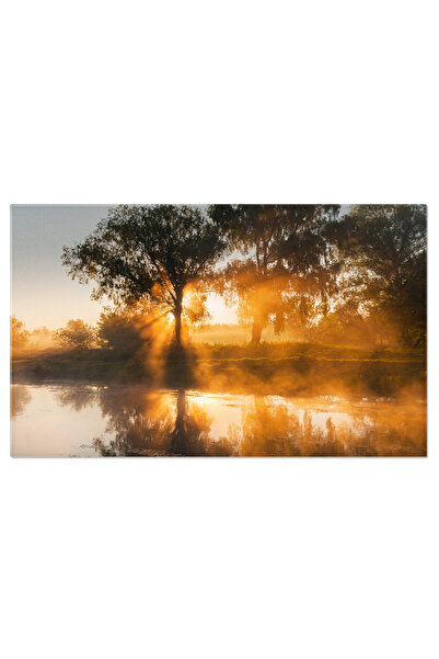 StoryGift Romania Tablou Canvas: Dimineata Incetosata - Peisaj Mistic La Rau