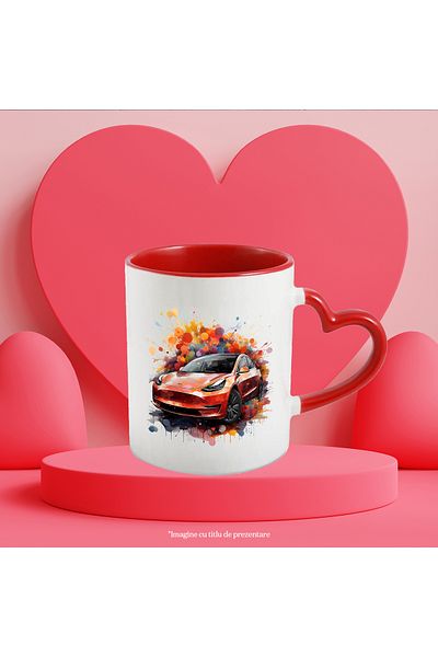 StoryGift Romania Car Mug, Tesla, Polka Dots, Watercolor Illustration, Multicolor 330 ml, Ceramic, With,STG.