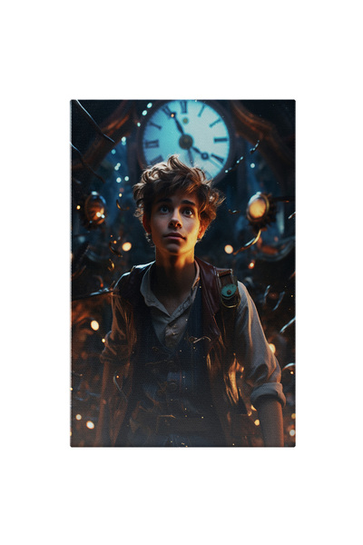 StoryGift Romania Tablou Canvas: Adolescent Din Viitor Și Fundal Cu Ceasuri- Fotografie Digitală Pictura Digital