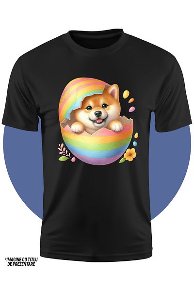 StoryGift Romania Tricou Copii Cu Un Catelus Chow Chow, Ilustratie, Vesel, Fericire, Iese Dintr-un Ou Spart,