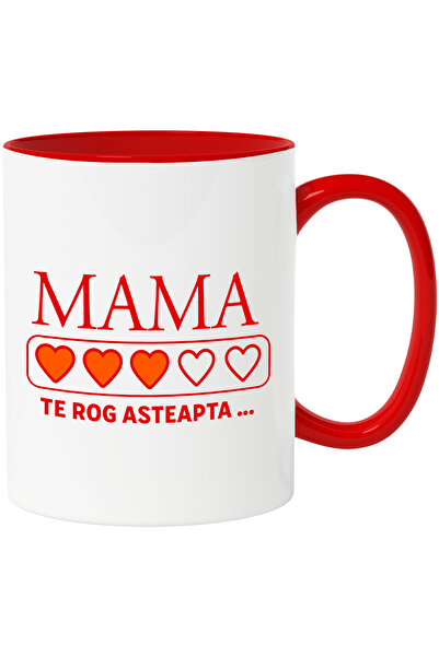 StoryGift Romania Cana Cu Inimi Pline Culoare Text Mama Te Rog Asteapta, Fami...