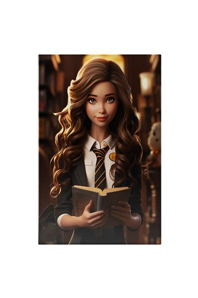 StoryGift Romania Tablou Canvas: Portret Fetita Imbracata In Uniforma Scolii Cu Sacou Si Cravata Aflata La Bibli