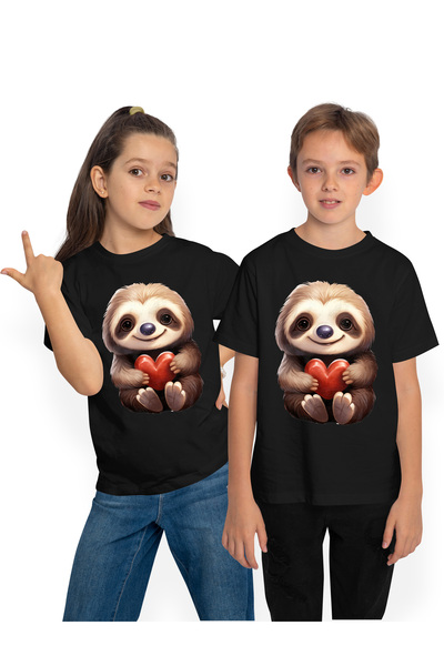 StoryGift Romania Tricou Copii Cu Un Sloth/lenes Care Tine O Inima In Brate, ...