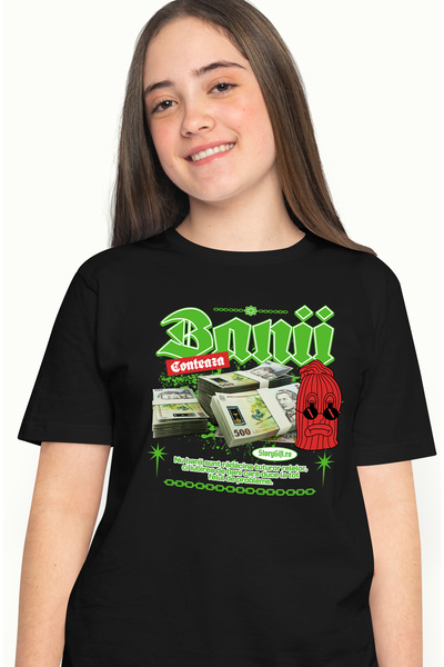 StoryGift Romania Tricou Femei Banii Conteaza - Teanc de 500 Lei Romanesti, c...