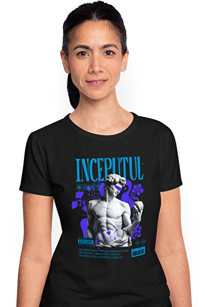 StoryGift Romania Tricou Femei INCEPUTUL TIMPULUI, cu imprimeu pe Fata, 100% ...