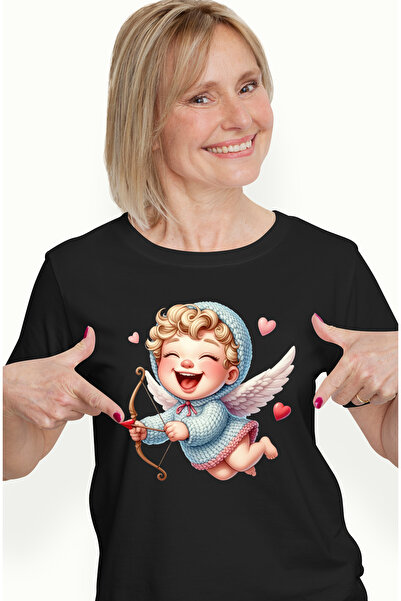 StoryGift Romania Tricou Femei cu un bebelus Cupidon care trage cu arcul, ilu...