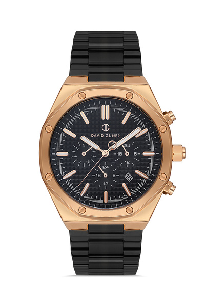 DAVID GUNER Rose Black Coated Black Dial Men's Wristwatch - Dg-8411Ga-R2