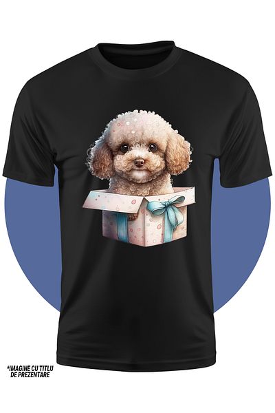 StoryGift Romania Tricou Copii Cu Un Catel Alb, Foarte Blanos, Ilustratie, Iese Dintr-o Cutie, Dar, Cadou, P