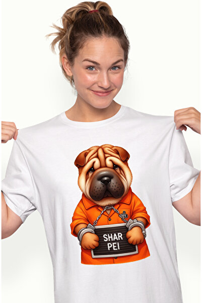 StoryGift Romania Tricou Femei cu un catel Shar Pei, ilustratie, trist, la in...