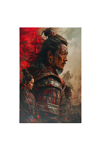 StoryGift Romania Tablou Canvas Echipa De Samurai O Fata Si Doi Barbati Cu Urme De Sange Pe Chip Imbracati In Ar