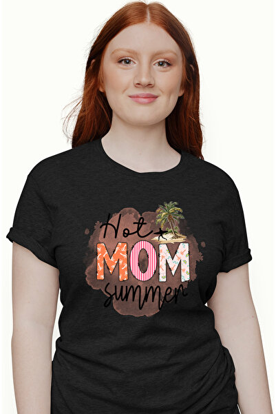 StoryGift Romania Tricou Femei cu mesajul "Hot mom summer", vara, vacanta, re...