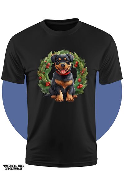 StoryGift Romania Tricou Copii Cu Un Catel Rottweiler, Ilustratie, Bucurie, Ilustratie, Sarbatoare, Coroana,