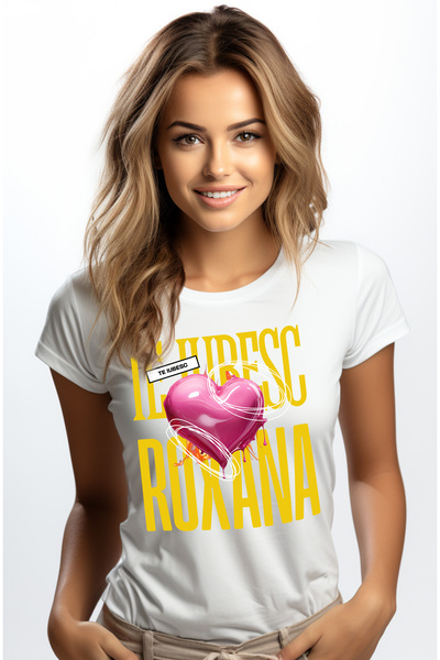 StoryGift Romania Tricou Femei Te Iubesc Roxana, Dragoste, Inima, Iubire, Sfa...