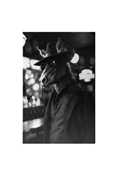 StoryGift Romania Tablou Canvas: Imaginea Unui Cal La Costum, Palarie, Cu Man...