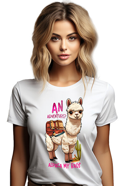 StoryGift Romania Tricou Femei cu alpaca cu ghiozdan cu mesajul "An Adventure...