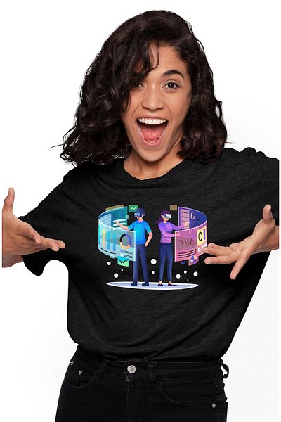 StoryGift Romania Tricou Femei Cu VR, Virtual, Ecran, Grafice, Performanta, Multicolor cu imprime BLK_M