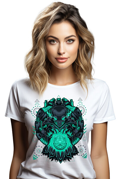 StoryGift Romania Tricou Femei Cu Extraterestru, Robot, Mecha, Cyberpunk, Geometric, Multicolor c WHT_L