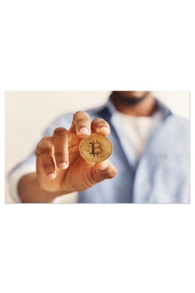 StoryGift Romania Tablou Canvas Cu Cripto-moneda Si Bani Virtuali: Bitcoin, Economie Digitala Si Tehnologie Block