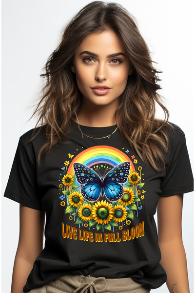StoryGift Romania Tricou Femei cu mesajul "Live life in full bloom", traieste...