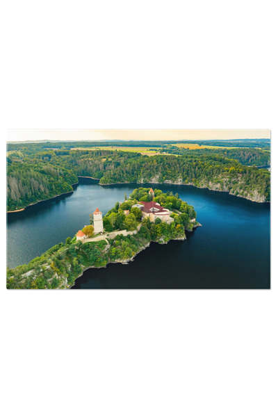 StoryGift Romania Tablou Canvas Vedere Panoramica A Castelului Zvikov Pe Deal...