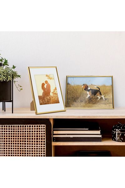 Relaxdays Set of 2 A4 photo frames, gold, Relaxdays