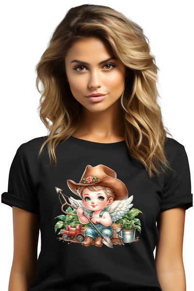 StoryGift Romania Tricou Femei cu un bebelus care munceste, stropitoare, camp...