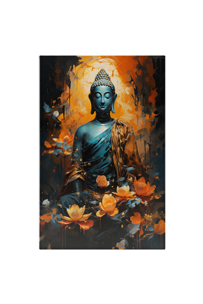 StoryGift Romania Tablou Canvas: Pictura Cu O Statuie Buddha - Meditatie Flori Abstract Pictura Digitala
