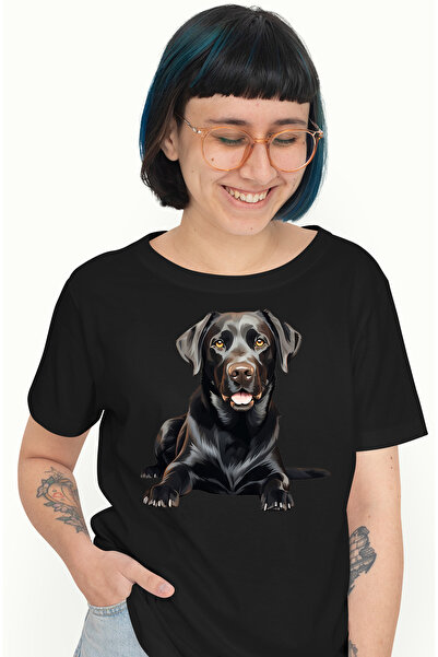 StoryGift Romania Tricou Femei cu un caine negru jucaus, ilustratie, sigurant...