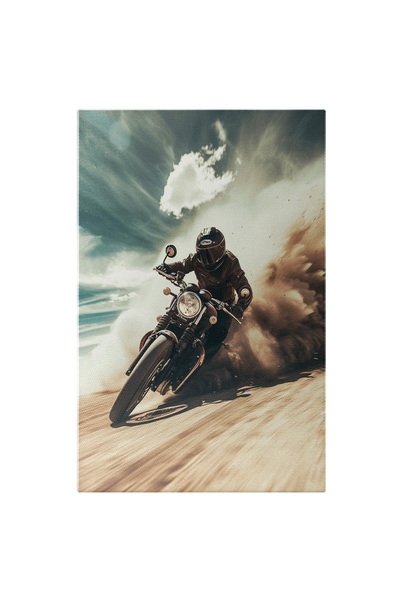 StoryGift Romania Tablou Canvas Barbat Care Conduce O Motocicleta Facand Drif...