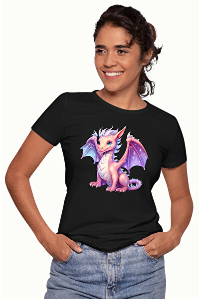 StoryGift Romania Tricou Femei cu un dragon cu corp stralucitor, ilustratie, ...