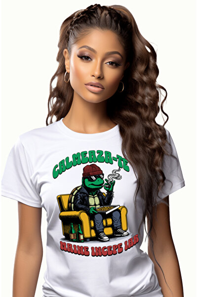 StoryGift Romania Tricou Femei calmeaza te maine incepe iar haos broasca fuma...