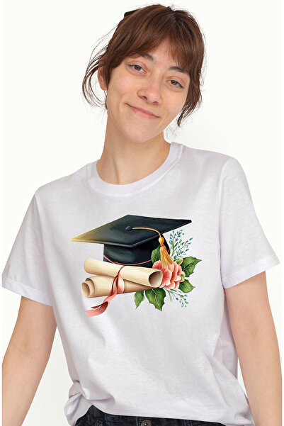 StoryGift Romania Tricou Femei cu o palarie de absolvire, toca, diplome, abso...