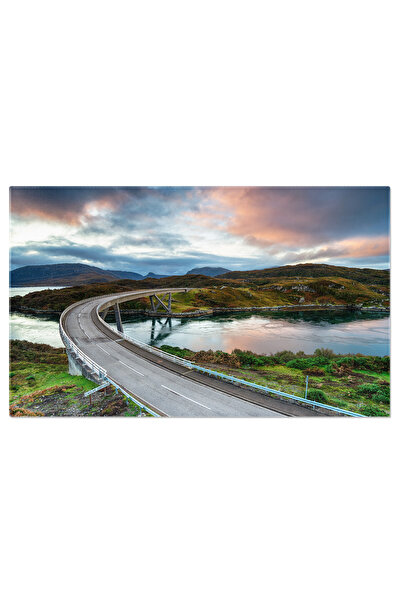 StoryGift Romania Tablou Canvas Rasarit De Toamna Peste Podul Kylesku In High...