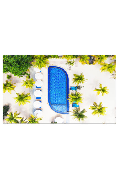 StoryGift Romania Tablou Canvas Vedere Aeriana La Piscina Si Palmieri Loc De Relaxare Aerian, Relaxare, Piscina,