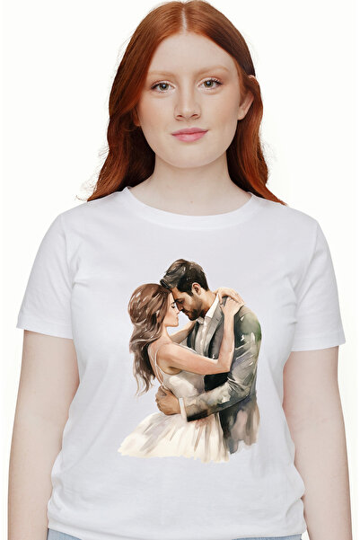 StoryGift Romania Tricou Femei cu o femeie si un barbat la nunta, ilustratie,...