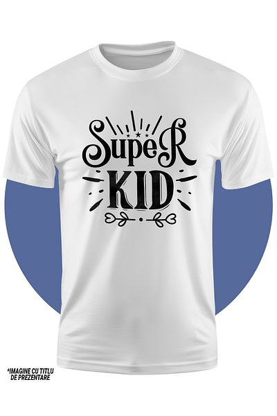 StoryGift Romania Tricou Copii Pentru Un Copil Apreciat Cu Textul In Engleza "super Kid" - Grija 100% Bumbac