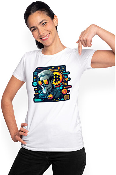 StoryGift Romania Tricou Femei Cu Hacker Cu Ochelari Bitcoin, Simbol Bitcoin, Monede Virtuale, Cry WHT_L