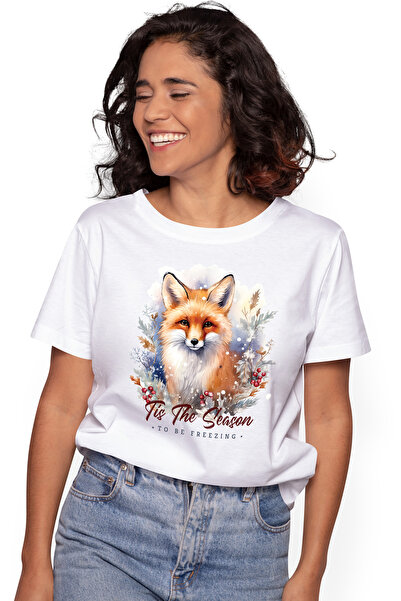 StoryGift Romania Tricou Femei cu vulpe cu mesajul "Tis the Season to be free...