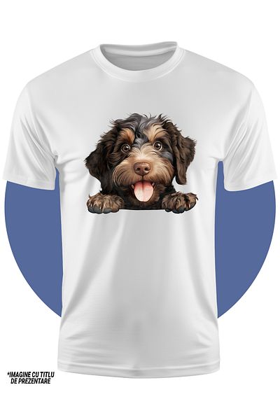 StoryGift Romania Tricou Copii Cu Un Catel Foarte Blanos, Ilustratie, Fericit, Limba Scoasa, Labute, Energic