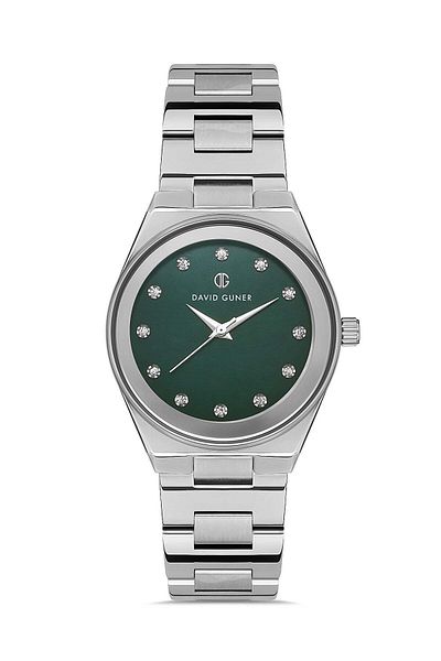 DAVID GUNER Women's Wristwatch Dg-8372La-A10 with Silver Coated Green Dial