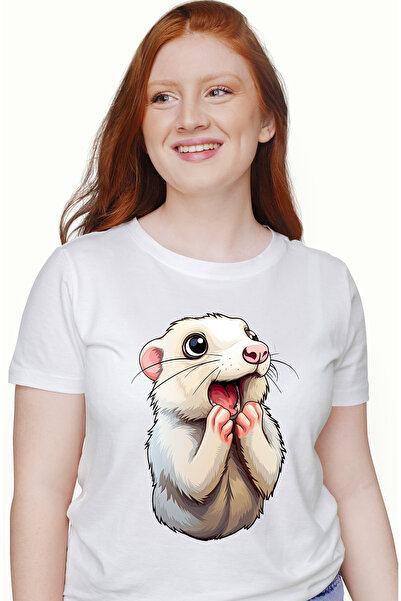 StoryGift Romania Tricou Femei cu un soricel socat, ilustratie, uimit, a rama...