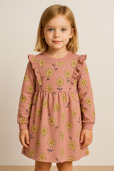 Nimini Kids Rochie pentru fetiță cu 3 fire cu imprimeu floral de sărbătoare