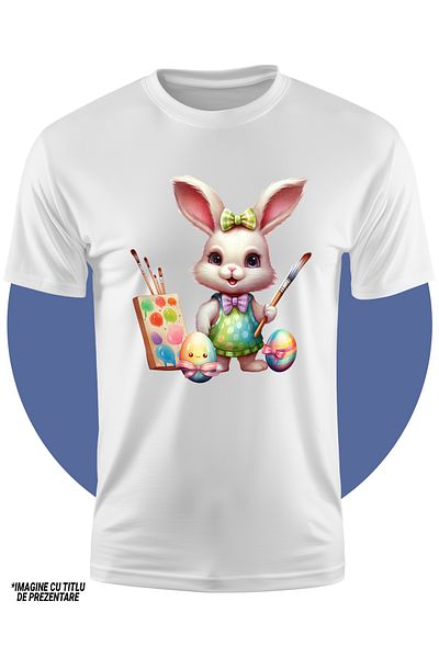StoryGift Romania Children's T-shirt with a bunny, illustration, painting, watercolors, brushes, artwork, color