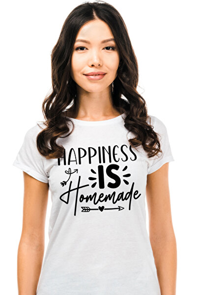 StoryGift Romania Tricou Femei cu textul "Happiness is homemade" - fericirea ...