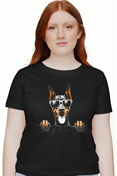 StoryGift Romania Tricou Femei cu un caine jucaus cu ochelari de soare, ilust...