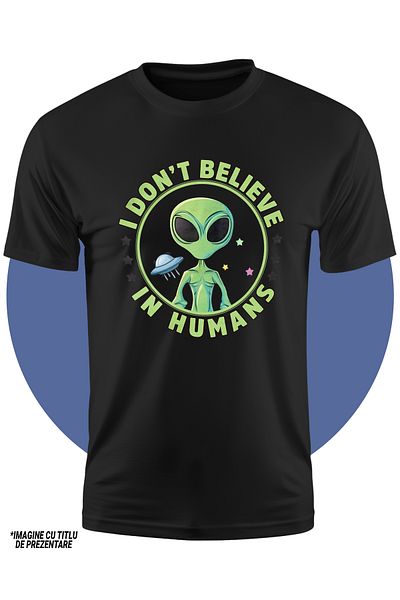 StoryGift Romania Tricou Copii Cu Un Extraterestru Verde, Ilustratie, Mesajul "i Don't Believe In Humans", I