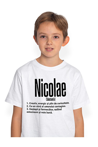 StoryGift Romania Tricou Copii Baieti Cu Numele Nicolae, Cu Mesaj Motivationa...