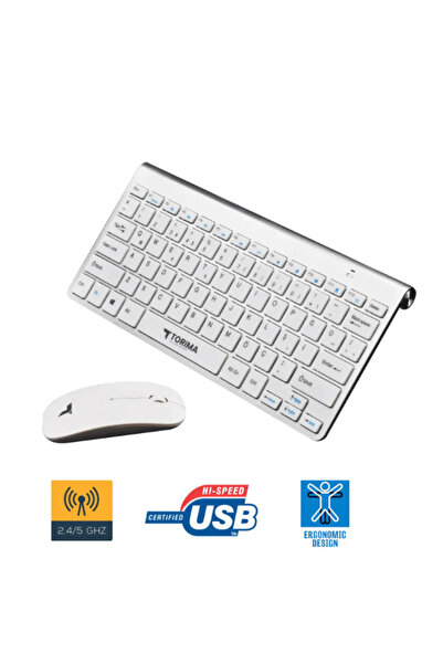 Hietech Kablosuz Klavye Mouse Seti Zarif Tasarım Kablosuz Usb Türkçe Q Destekli Tasarım Klavye Mause